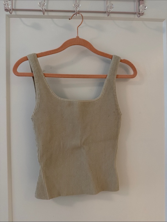 Babaton Tops - Babaton Ribbed Square-Neck Tank Top in Sage